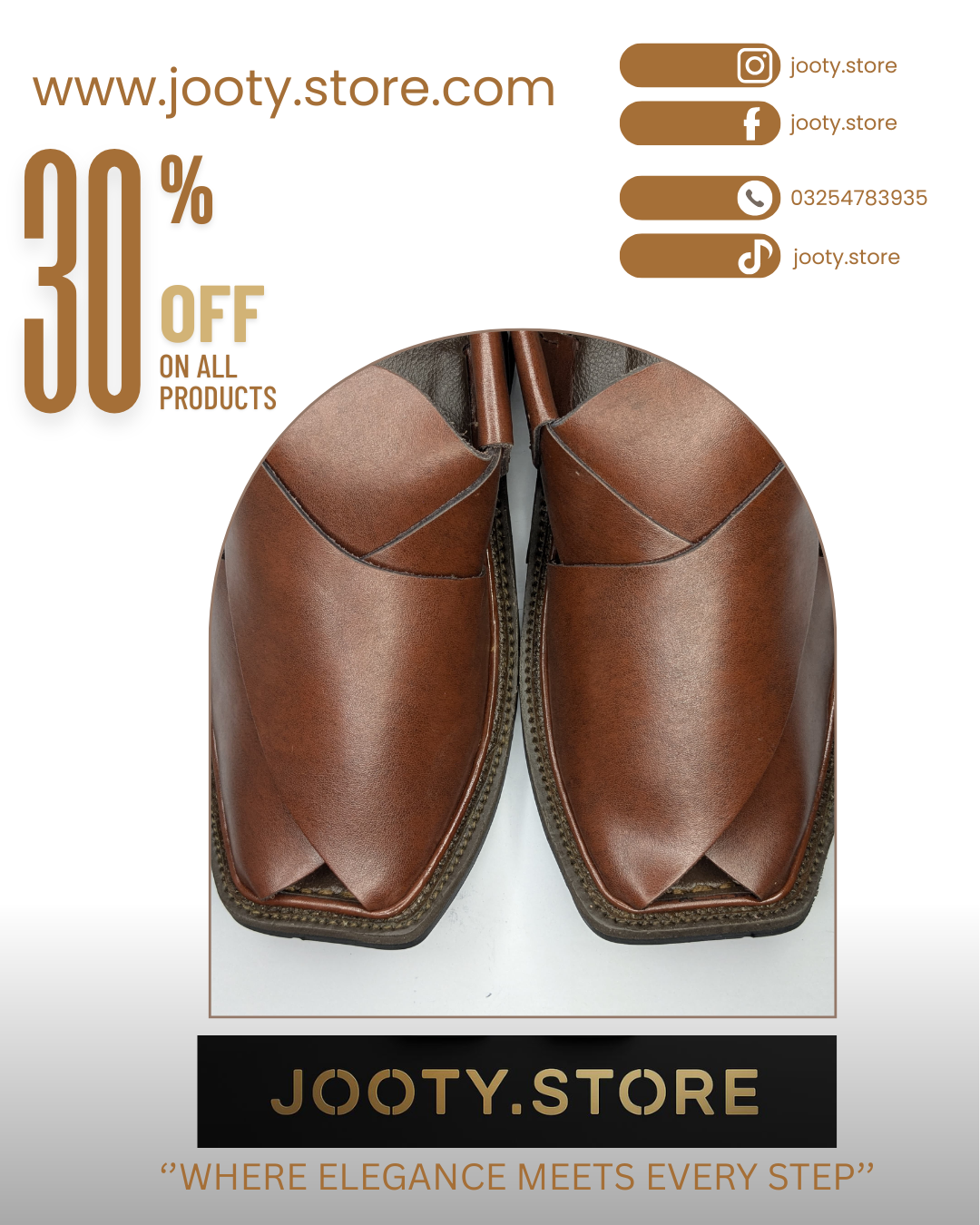 Brown Pure Leather Hand-Made Premium Peshawari Chappal