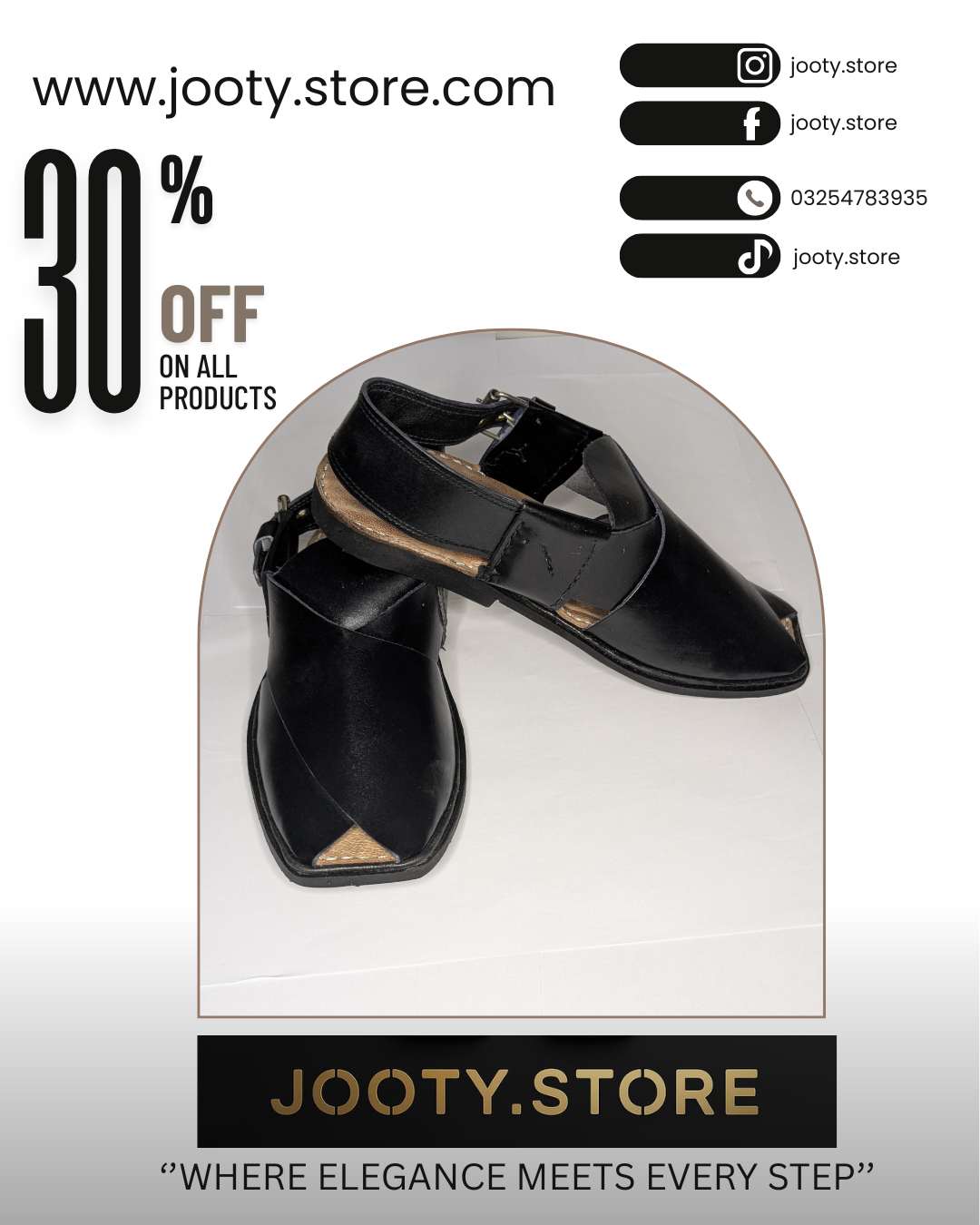 Black Premium Peshawari Chappal for Men – Handmade Leather | Wooden Sole | Round Front Design
