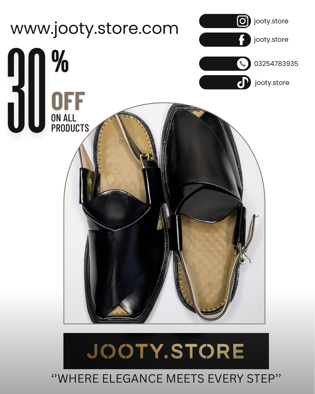 Classic Handmade Black Leather Peshawari Chapal