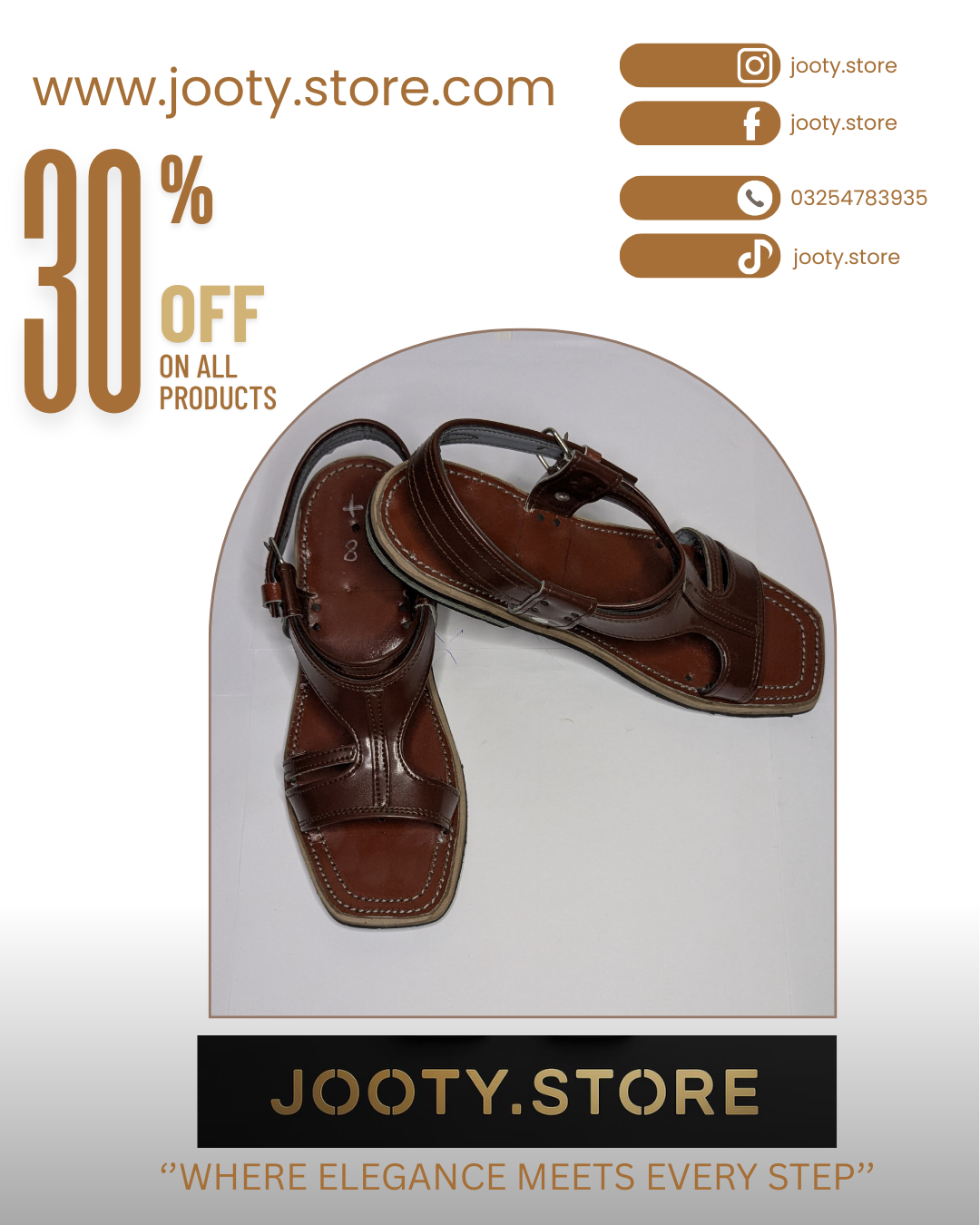 Brown Pure Leather Hand-Made Pothwari Chappal