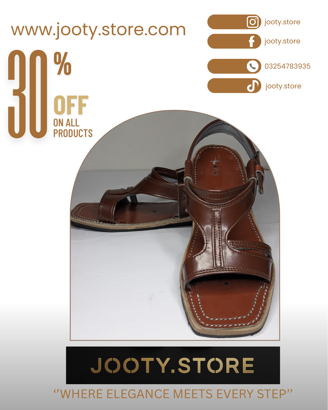 Brown Pure Leather Hand-Made Pothwari Chappal